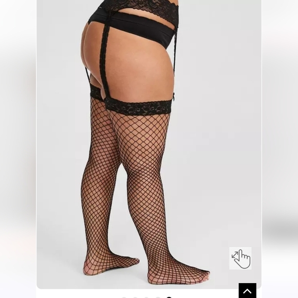 🆕️🖤BLACK FISHNET & LACE FAUX GARTER TIGHTS🖤 - Picture 8 of 10